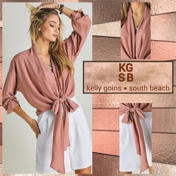 KG South Beach Collection Tops - 📌 DAVI&DANI Sexy Long Sleeve Tie Front or Back Crop Top W/Cuffs & 2 Snap Closure
